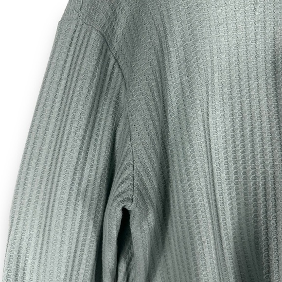 4 for $20 SALE! Chaser Waffle Knit Thermal V Neck Long Sleeve Top, Mint, Size XL - Picture 7 of 10